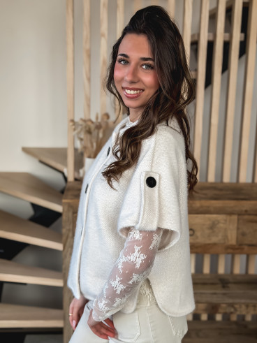 Blouse à motifs Séverine - Blanc Blouse à motifs Séverine - Blanc