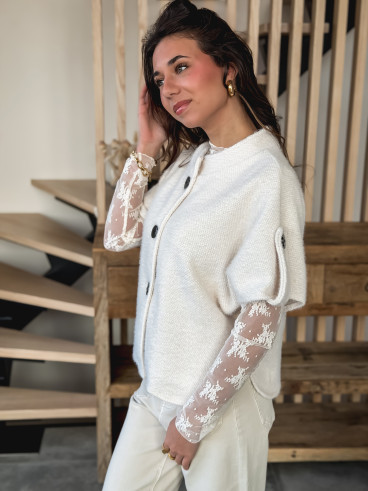 Blouse à motifs Séverine - Blanc Blouse à motifs Séverine - Blanc