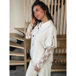Blouse à motifs Séverine - Blanc