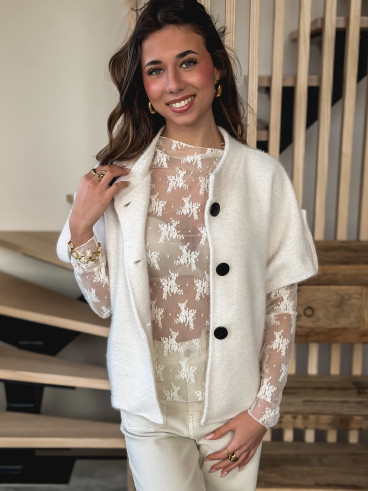 Blouse à motifs Séverine - Blanc Blouse à motifs Séverine - Blanc