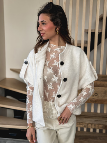 Blouse à motifs Séverine - Blanc Blouse à motifs Séverine - Blanc