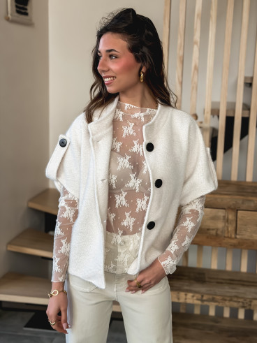 Blouse à motifs Séverine - Blanc Blouse à motifs Séverine - Blanc