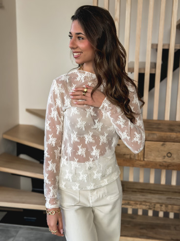 Blouse à motifs Séverine - Blanc