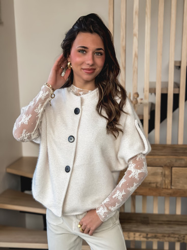 Blouse à motifs Séverine - Blanc Blouse à motifs Séverine - Blanc