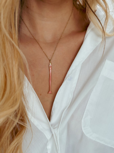 Collier "Poisson" - Doré/Rose