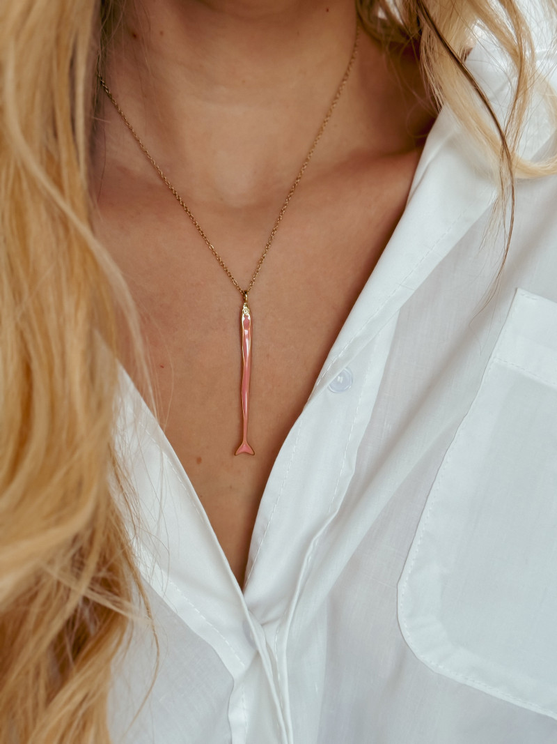 Collier "Poisson" - Doré/Rose