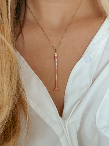 Collier "Poisson" - Doré/Rose