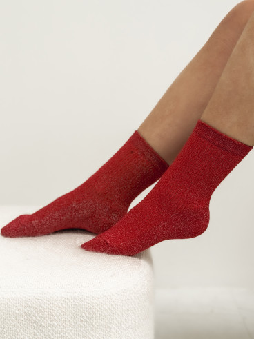 Chaussettes pailletées "Taïna" - Rouge