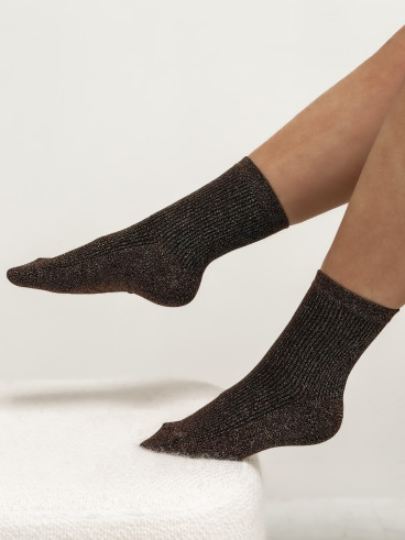 Chaussettes pailletées "Taïna" - Choco