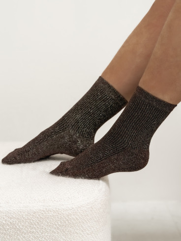 Chaussettes pailletées "Taïna" - Choco