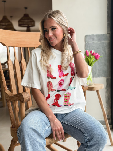 T-shirt Alvarado - Blanc/rose