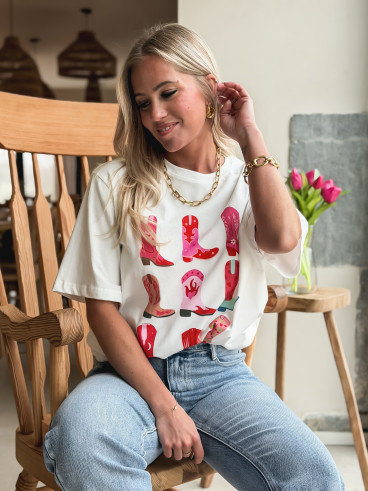 T-shirt Alvarado - Blanc/rose
