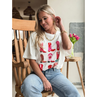 T-shirt Alvarado - Blanc/rose