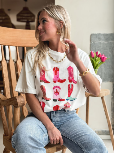 T-shirt Alvarado - Blanc/rose