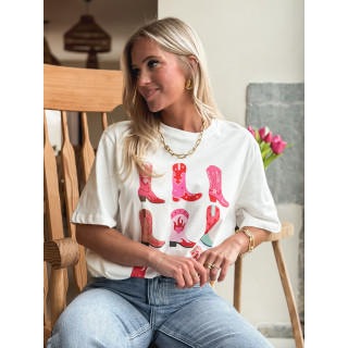 T-shirt Alvarado - Blanc/rose