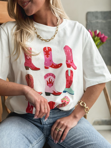 T-shirt Alvarado - Blanc/rose