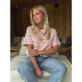 T-shirt ligné Ozyra - Rose