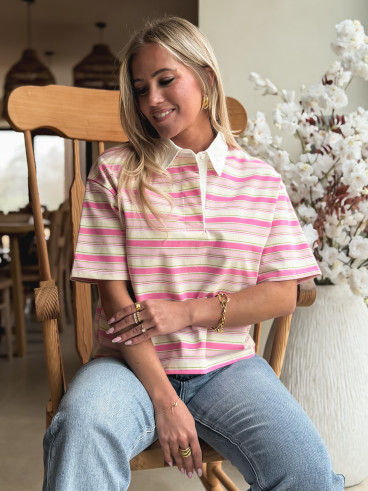 T-shirt ligné Vanyra - Rose T-shirt ligné Vanyra - Rose