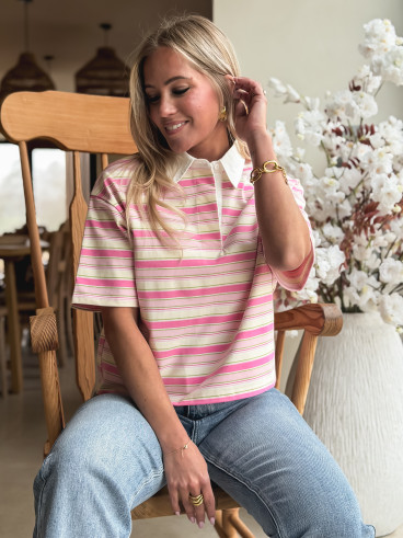 T-shirt ligné Vanyra - Rose