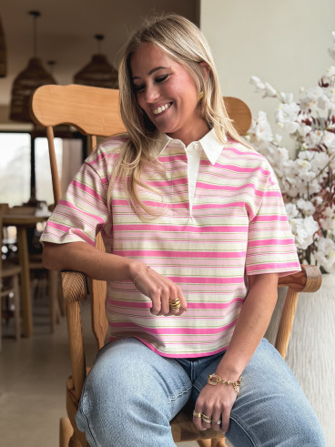 T-shirt ligné Vanyra - Rose T-shirt ligné Vanyra - Rose