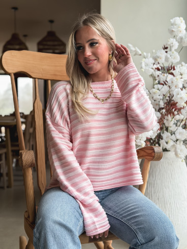 Pull ligné Roulia - Rose Pull ligné Roulia - Rose