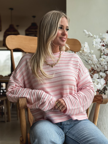 Pull ligné Roulia - Rose Pull ligné Roulia - Rose