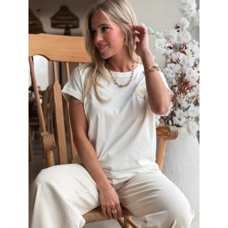 T-shirt Aya - Blanc/Doré