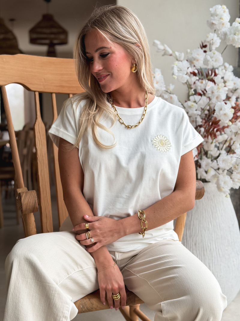 T-shirt Aya - Blanc/Doré