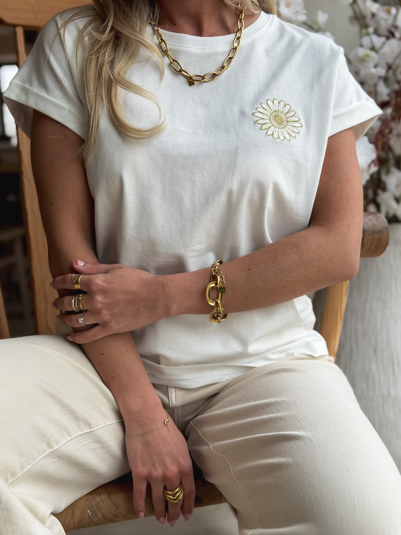 T-shirt Aya - Blanc/Doré