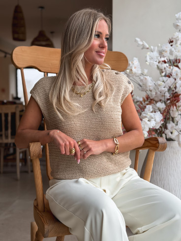 Pull sans manches Enalya - Beige