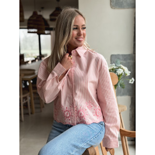 Crop Chemise Lignée - Rose