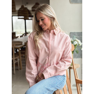 Crop Chemise Lignée - Rose