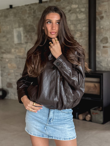 Veste en simili Venizia - Chocolat