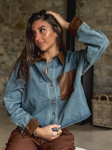Chemise en jeans Myréna - Bleu