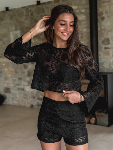 Crop blouse Alaïs - Noir