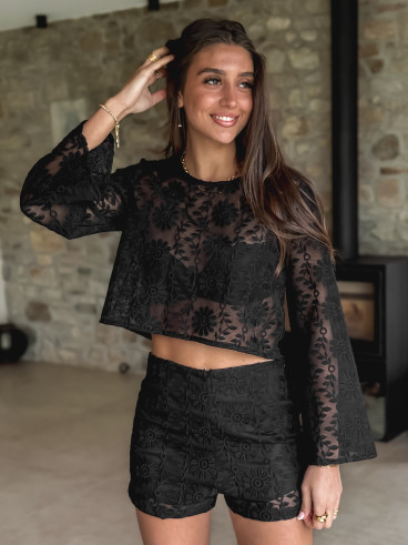 Crop blouse Alaïs - Noir