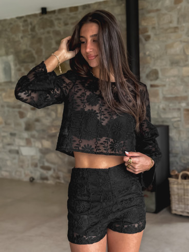 Crop blouse Alaïs - Noir