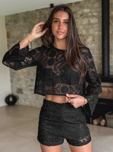Crop blouse Alaïs - Noir