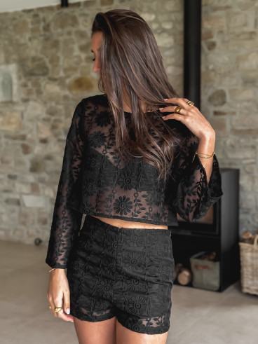 Crop blouse Alaïs - Noir