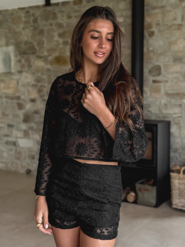 Crop blouse Alaïs - Noir