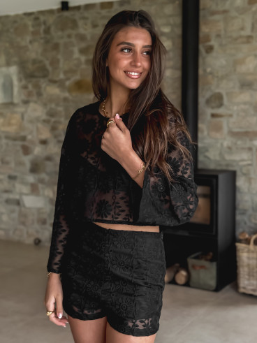 Crop blouse Alaïs - Noir