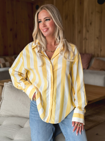 Chemise lignée Nassima - Jaune/Blanc