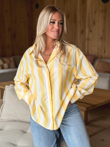 Chemise lignée Nassima - Jaune/Blanc