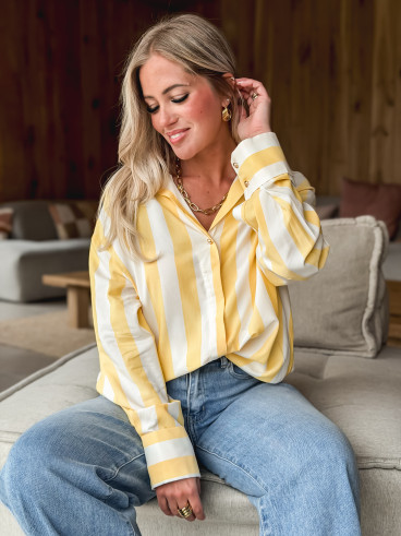 Chemise lignée Nassima - Jaune/Blanc