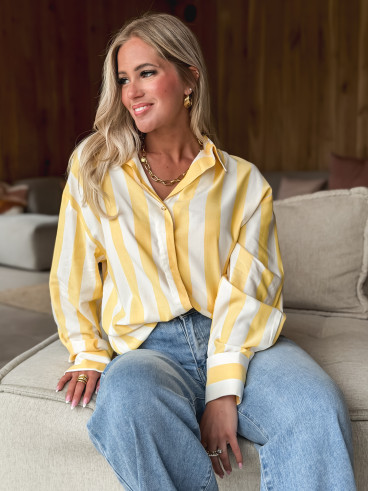 Chemise lignée Nassima - Jaune/Blanc