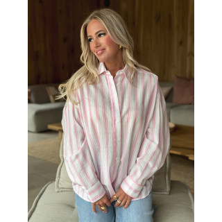 Chemise lignée Linoa - Rose