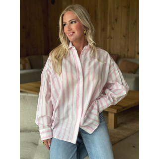 Chemise lignée Linoa - Rose