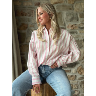 Chemise lignée Linoa - Rose