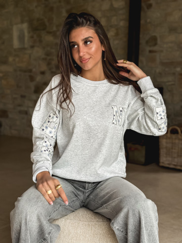 Pull "New York" - Gris clair Pull "New York" - Gris clair