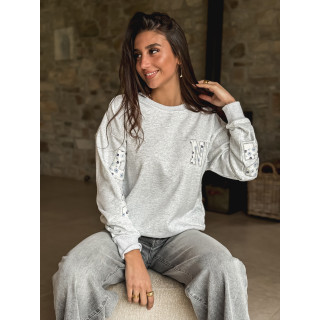 Pull "New York" - Gris clair